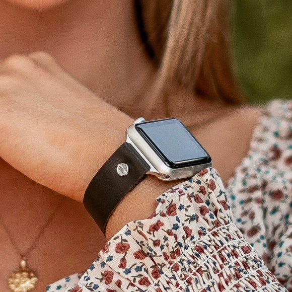 Dark Brown Leather Silver Jewelry Apple Watch Band Women Fashion Strap Bracelet main image 6